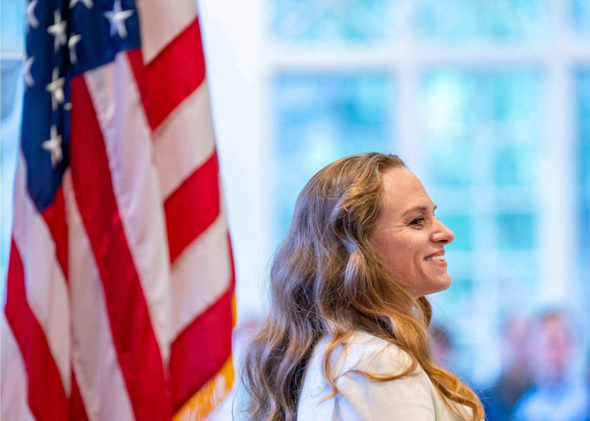 Lt. Col Lisa Jaster gives the keynote address during the Veterans Day Breakfast at the  Alumni House.